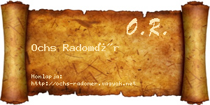 Ochs Radomér névjegykártya
